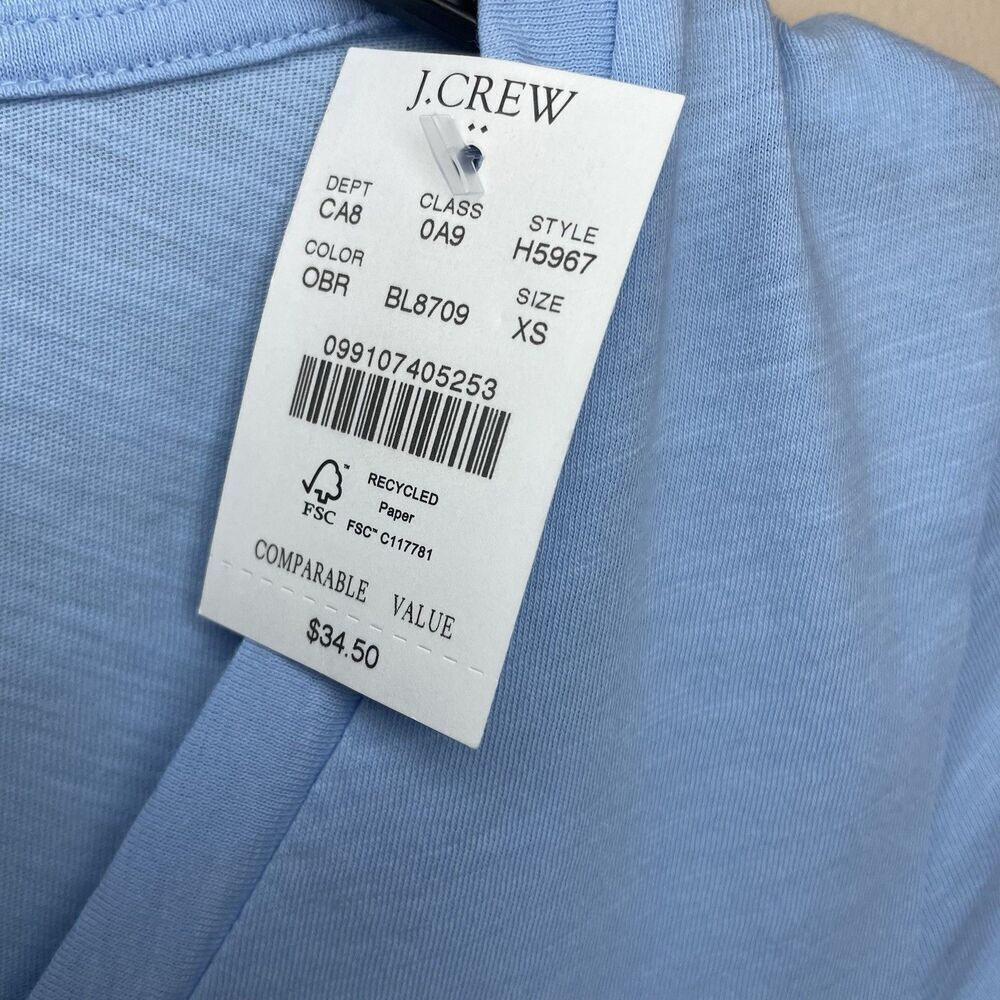 J.CREW T-Shirt Women XS Light Blue Slub Cotton V-Neck Tee NEW Slim-Fit H5967 - Picture 12 of 13